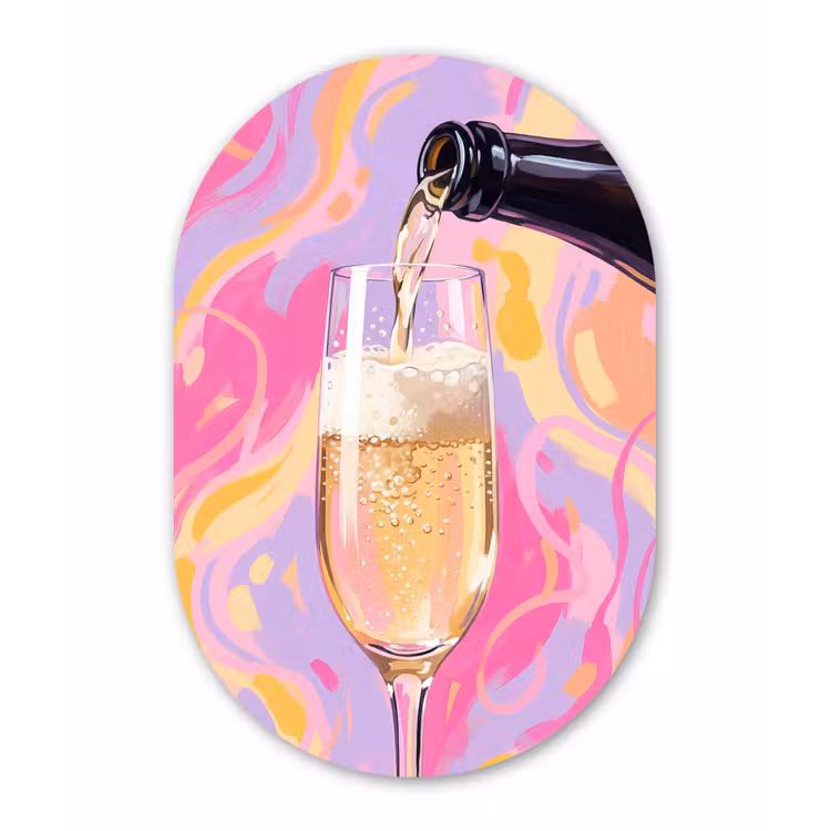 Drank - Inschenken - Feest - Abstract - Roze Wandcirkel Ovaal Forex klein -3d