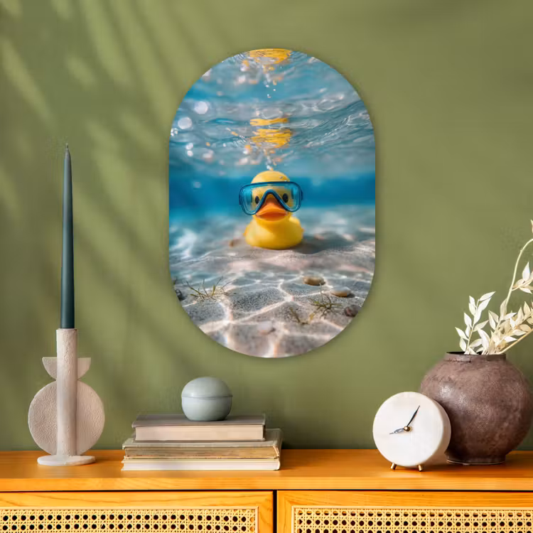 Duikbril - Eend - Water Wandcirkel Ovaal Forex klein -sfeer2