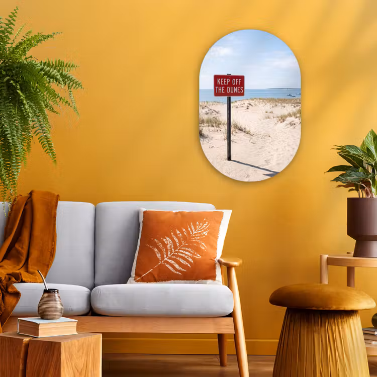 Duin - Bord - Kust - Landschap - Rood Wandcirkel Ovaal Forex klein -sfeer4