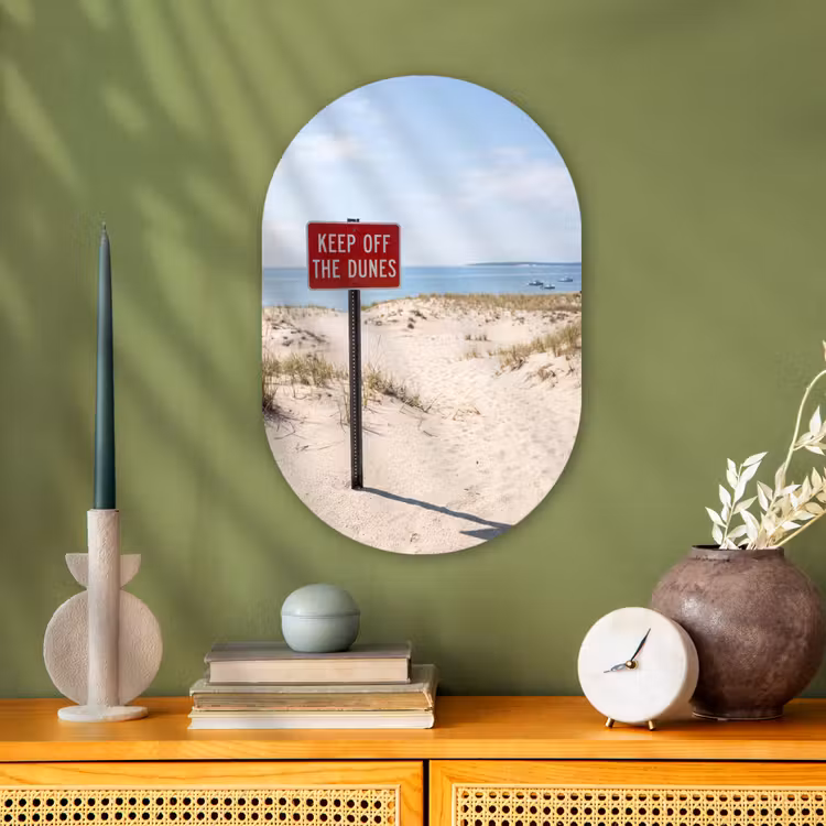 Duin - Bord - Kust - Landschap - Rood Wandcirkel Ovaal Forex klein -sfeer2
