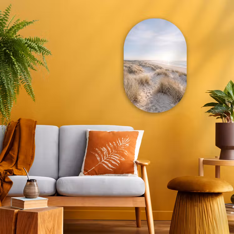 Duinen - Strand - Beige Wandcirkel Ovaal Forex klein -sfeer4