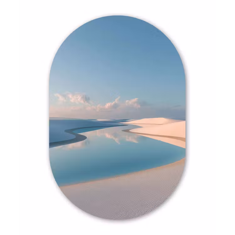 Duinen - Waterplas - Oneindige rust Wandcirkel Ovaal Forex klein -3d