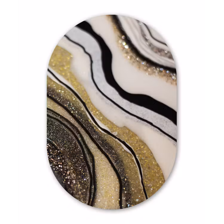 Edelsteen - Abstract - Marmer - Natuur Wandcirkel Ovaal Forex klein -3d