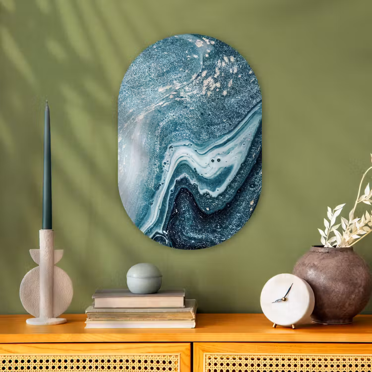 Edelstenen - Blauw - Natuur - Marmer - Abstract Wandcirkel Ovaal Forex klein -sfeer2