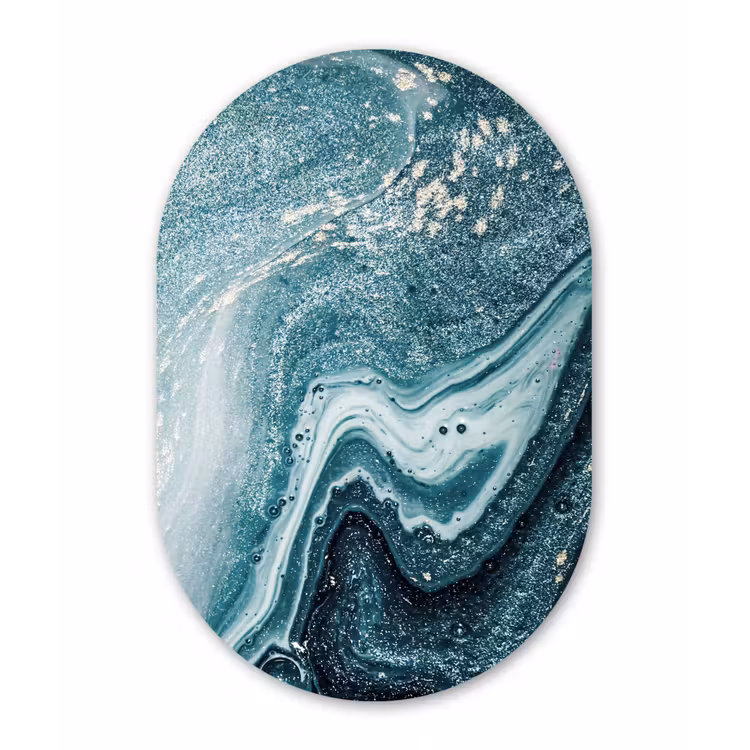 Edelstenen - Blauw - Natuur - Marmer - Abstract Wandcirkel Ovaal Forex klein -3d