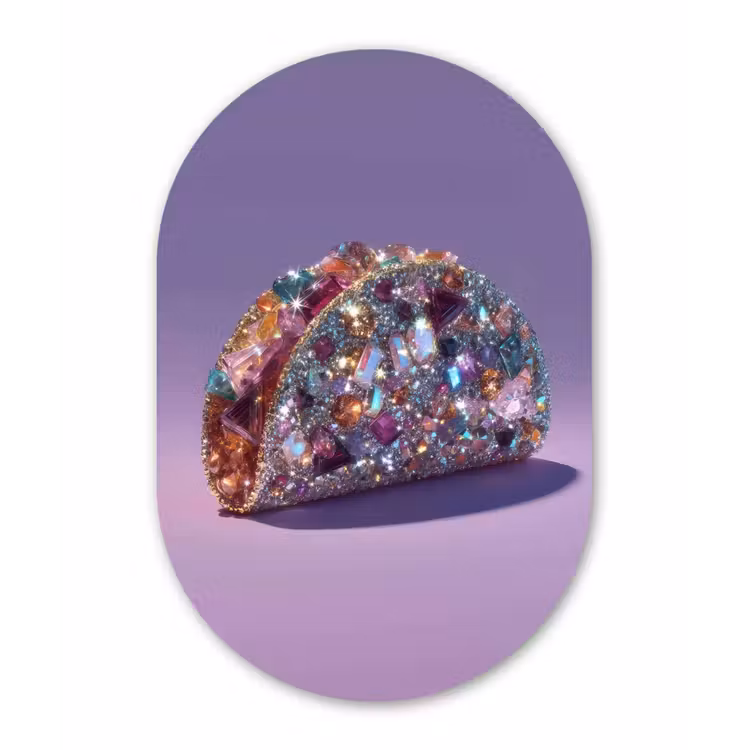 Edelstenen - Glitters - Paars - Kleurrijk Wandcirkel Ovaal Forex klein -3d