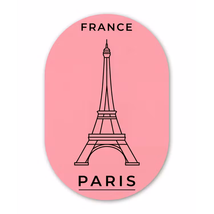 Eiffeltoren - Parijs - Architectuur - Minimalistisch - Roze Wandcirkel Ovaal Forex klein -3d