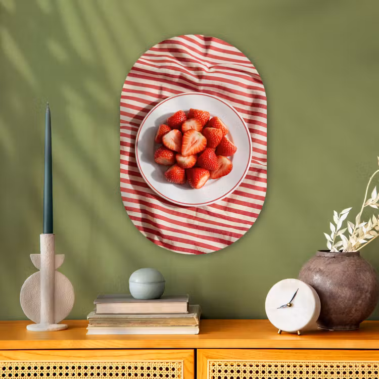 Eten - Aardbeien - Fruit - Zomer - Rood Wandcirkel Ovaal Forex klein -sfeer2