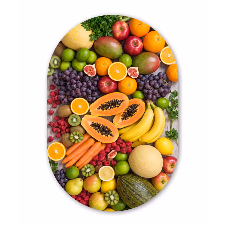 Eten - Fruit - Groenten - Vers - Kleurrijk Wandcirkel Ovaal Forex klein -3d