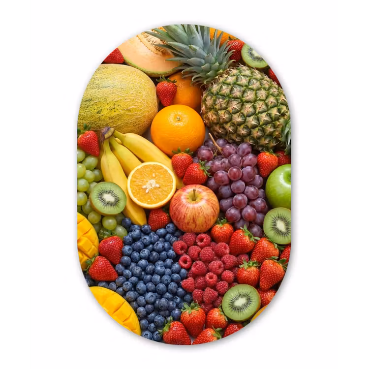Eten - Fruit - Vers - Kleurrijk - Voeding Wandcirkel Ovaal Forex klein -3d