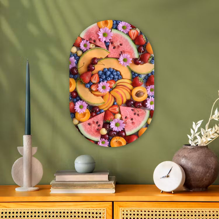 Eten - Fruit - Zomer - Kleurrijk Wandcirkel Ovaal Forex klein -sfeer2