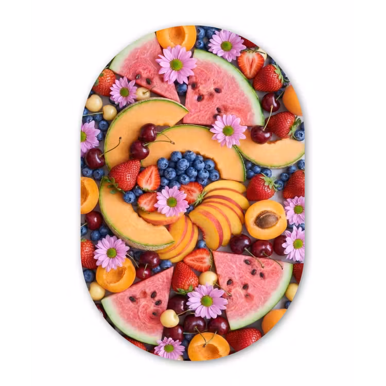 Eten - Fruit - Zomer - Kleurrijk Wandcirkel Ovaal Forex klein -3d