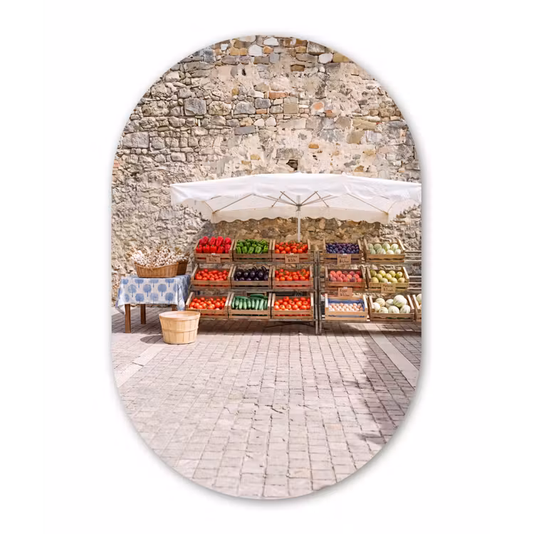 Muurovaal - Eten - Markt - Vers - Eten - Markt - Vers Wandcirkel Ovaal Forex klein