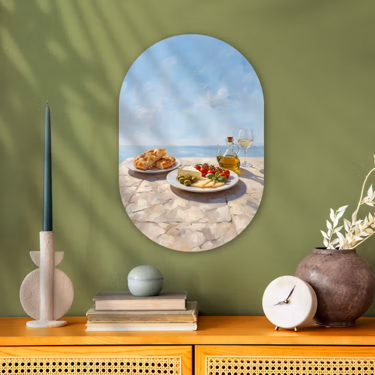Eten - Middellandse Zee - Natuur - Geschilderd Wandcirkel Ovaal Forex klein -sfeer2