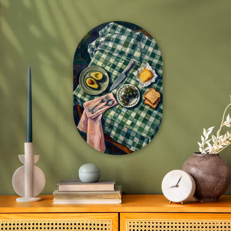 Eten - Ontbijt - Tafel - Modern - Groen Wandcirkel Ovaal Forex klein -sfeer2