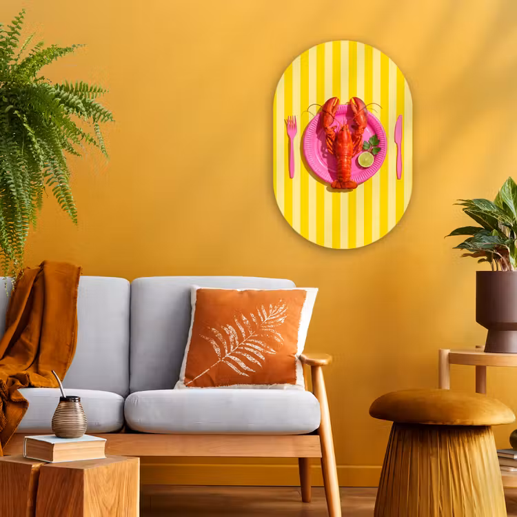 Eten - Roze - Geel - Modern - Culinaire Wandcirkel Ovaal Forex klein -sfeer4