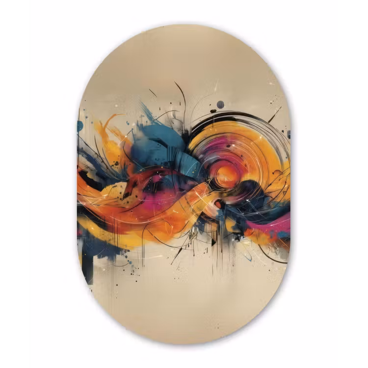 Explosie - Kleurrijk - Vormen - Abstract Wandcirkel Ovaal Forex klein -3d