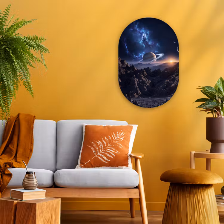 Fantasy - Kosmos - Landschap Wandcirkel Ovaal Forex klein -sfeer4