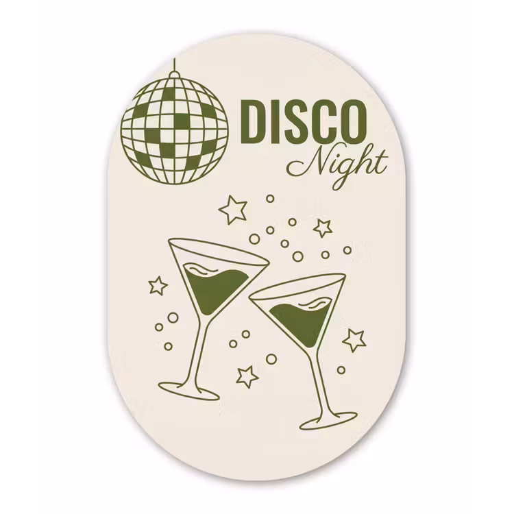 Feest - Disco - Drank - Illustratie - Groen Wandcirkel Ovaal Forex klein -3d