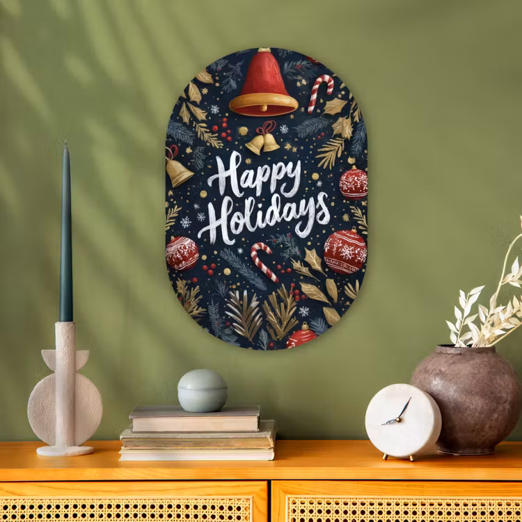 Feestelijk - Kerstgroet - Kleurrijk Wandcirkel Ovaal Forex klein -sfeer2