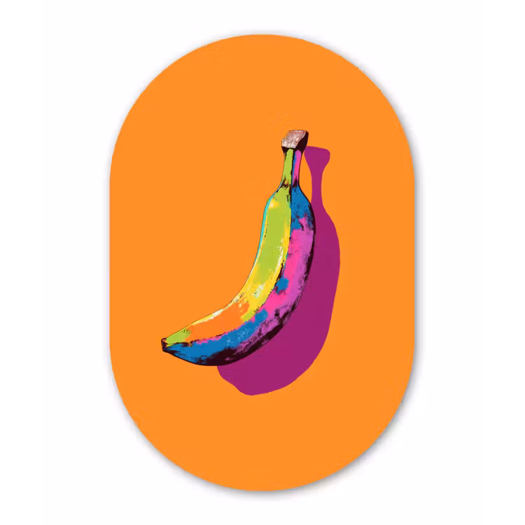 Felle kleuren - Banaan - popart Wandcirkel Ovaal Forex klein -3d