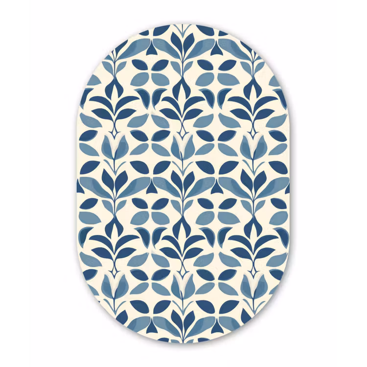 Flora - Modern - Blauw Wandcirkel Ovaal Forex klein 630 -3d