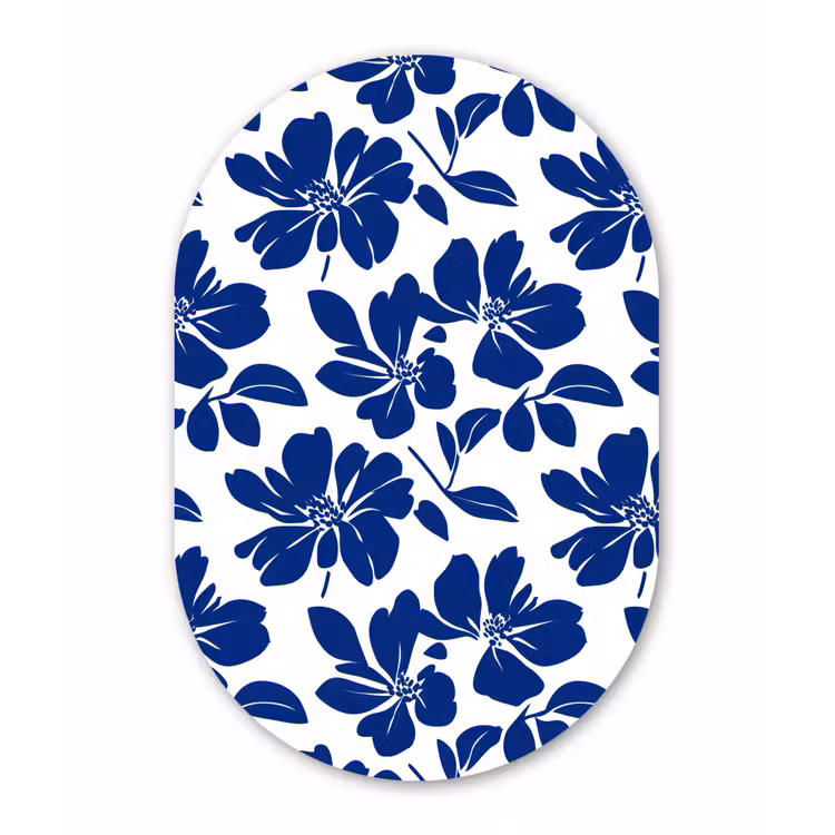 Floraal - Modern - Blauw Wandcirkel Ovaal Forex klein 630 -3d
