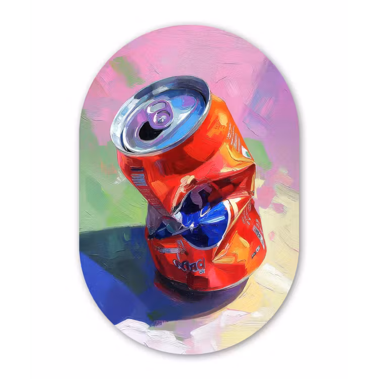 Frisdrank - Blik - Paars Wandcirkel Ovaal Forex klein -3d