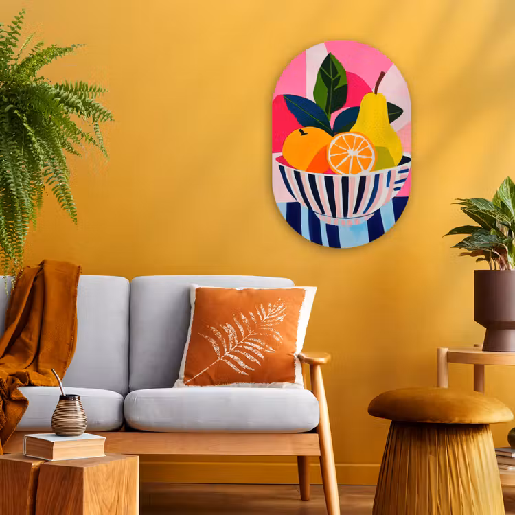 Fruit - Abstracte achtergrond - Roze Wandcirkel Ovaal Forex klein -sfeer4