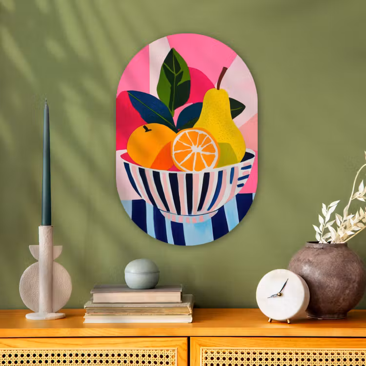 Fruit - Abstracte achtergrond - Roze Wandcirkel Ovaal Forex klein -sfeer2