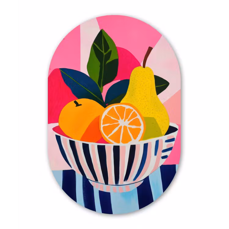 Fruit - Abstracte achtergrond - Roze Wandcirkel Ovaal Forex klein -3d
