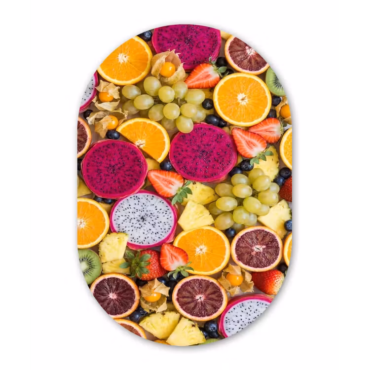 Fruit - Assortiment - Kleurrijk - Gezondheid Wandcirkel Ovaal Forex klein -3d