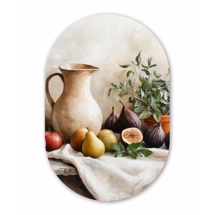 Fruit - Kruiden - Landelijk Wandcirkel Ovaal Forex klein -3d