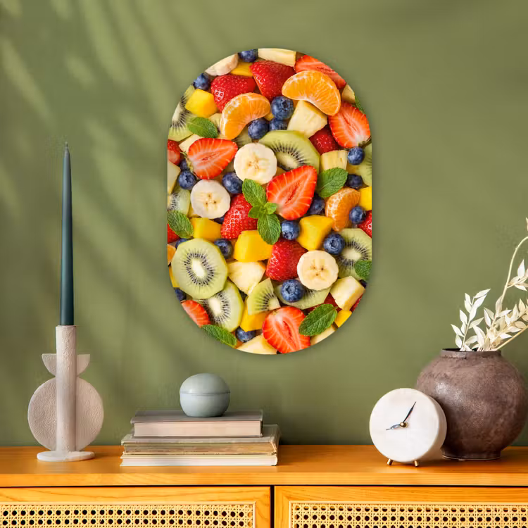 Fruit - Plakjes - Eten - Kleurrijk Wandcirkel Ovaal Forex klein -sfeer2