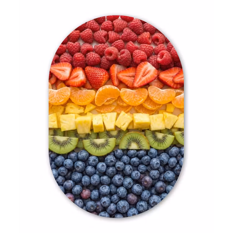 Fruit - Regenboog - Gezond - Kleurrijk Wandcirkel Ovaal Forex klein -3d