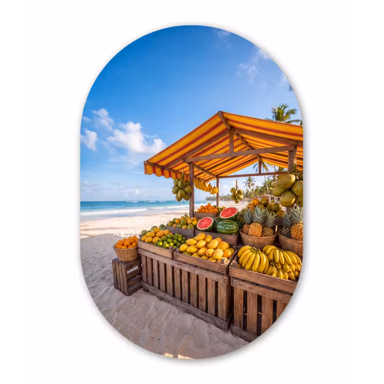 Muurovaal - Fruit - Strand - Tropisch - Fruit - Strand - Tropisch Wandcirkel Ovaal Forex klein