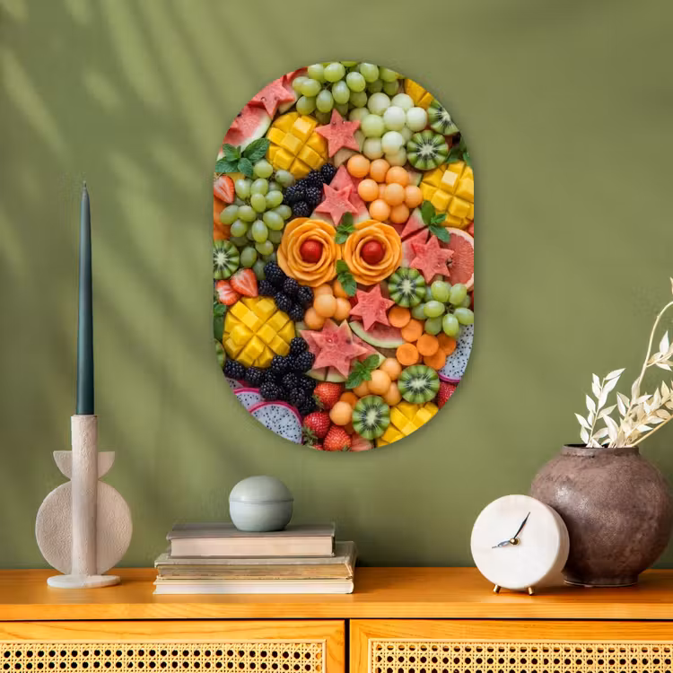 Fruit - Variatie - Kleurrijk - Vers - Eten Wandcirkel Ovaal Forex klein -sfeer2