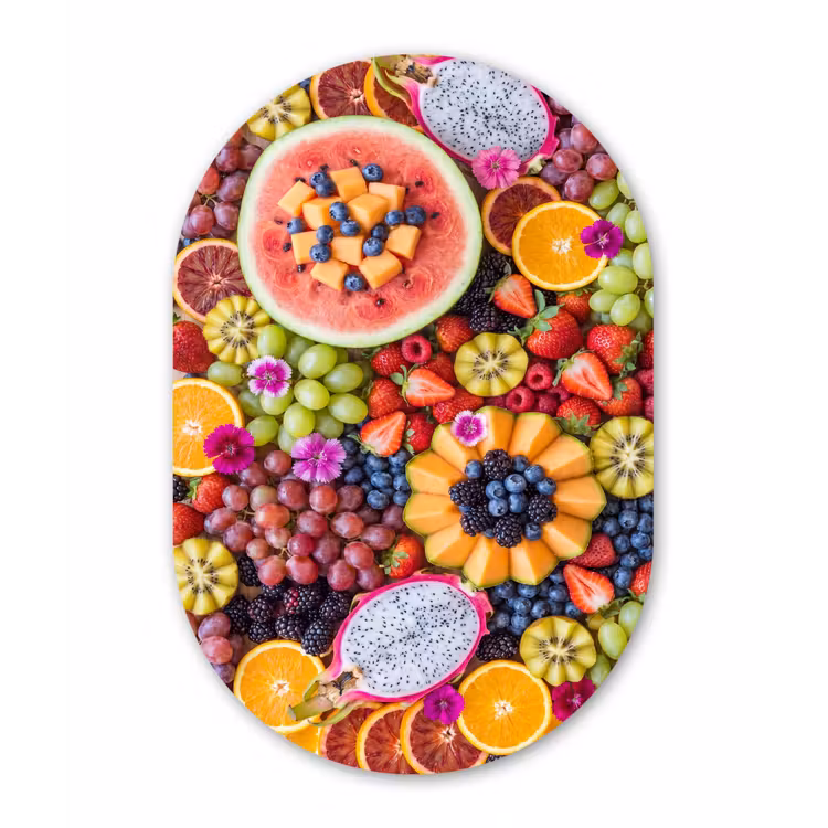 Fruit - Vers - Variatie - Eten - Kleurrijk Wandcirkel Ovaal Forex klein -3d