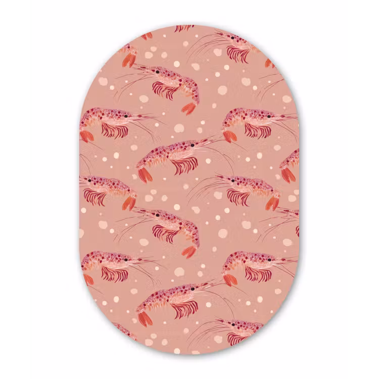Garnalen - Stippen - Roze Wandcirkel Ovaal Forex klein 630 -3d