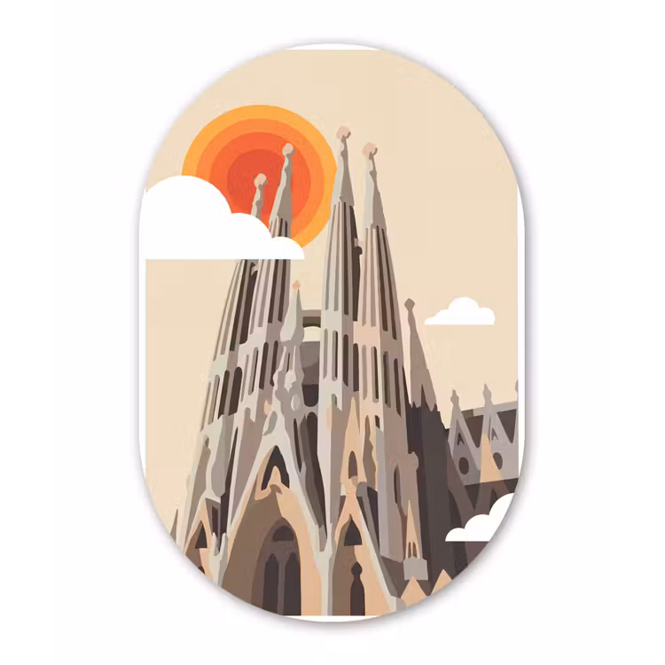 Gebouw - Torens - Architectuur - Abstract - Zonsondergang Wandcirkel Ovaal Forex klein -3d