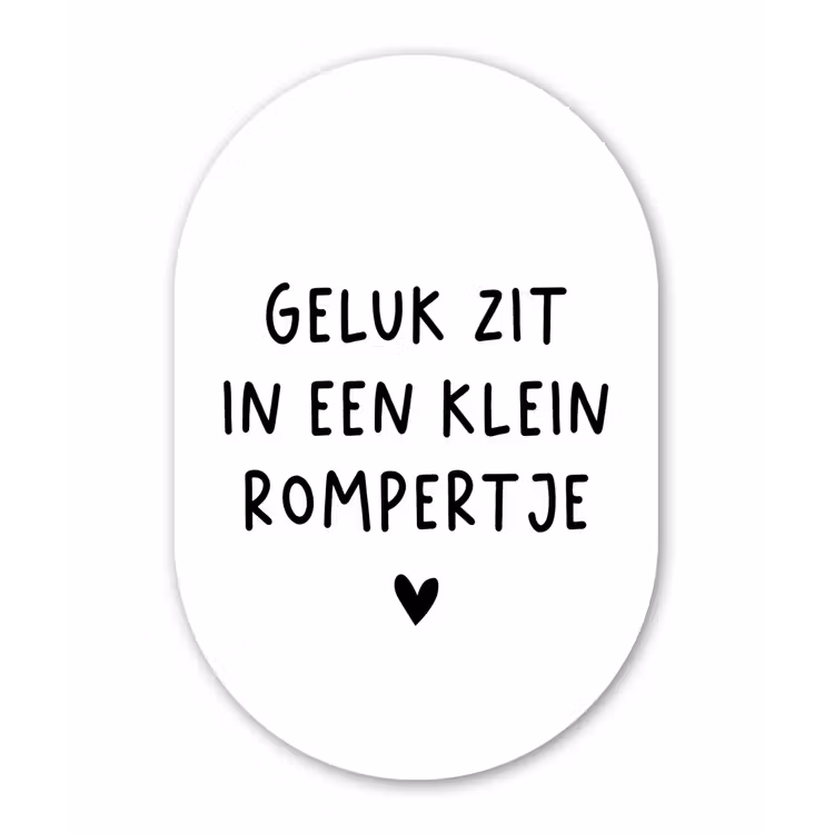 Geluk zit in een klein rompertje - Quotes - Spreuken Wandcirkel Ovaal Forex klein -3d