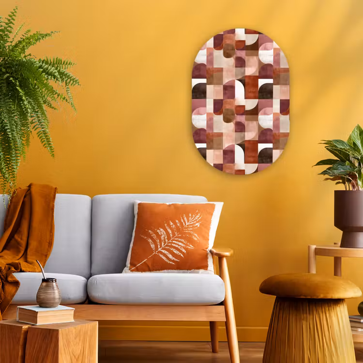 Geometrie - Modern - Retro Wandcirkel Ovaal Forex klein 630 -sfeer4