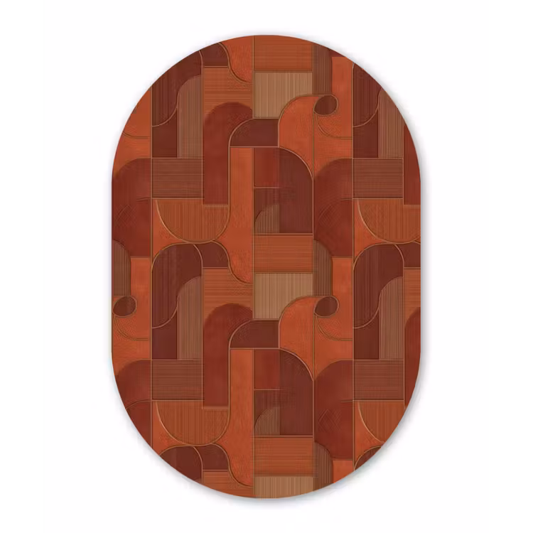 Geometrisch - Abstract - Textuur - Bruin Wandcirkel Ovaal Forex klein 630 -3d