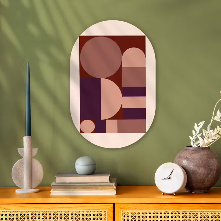 Geometrisch - Cirkels - Rood Wandcirkel Ovaal Forex klein -sfeer2