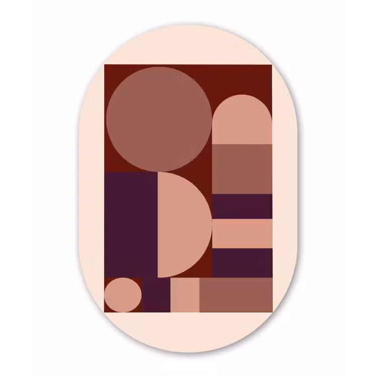 Geometrisch - Cirkels - Rood Wandcirkel Ovaal Forex klein -3d