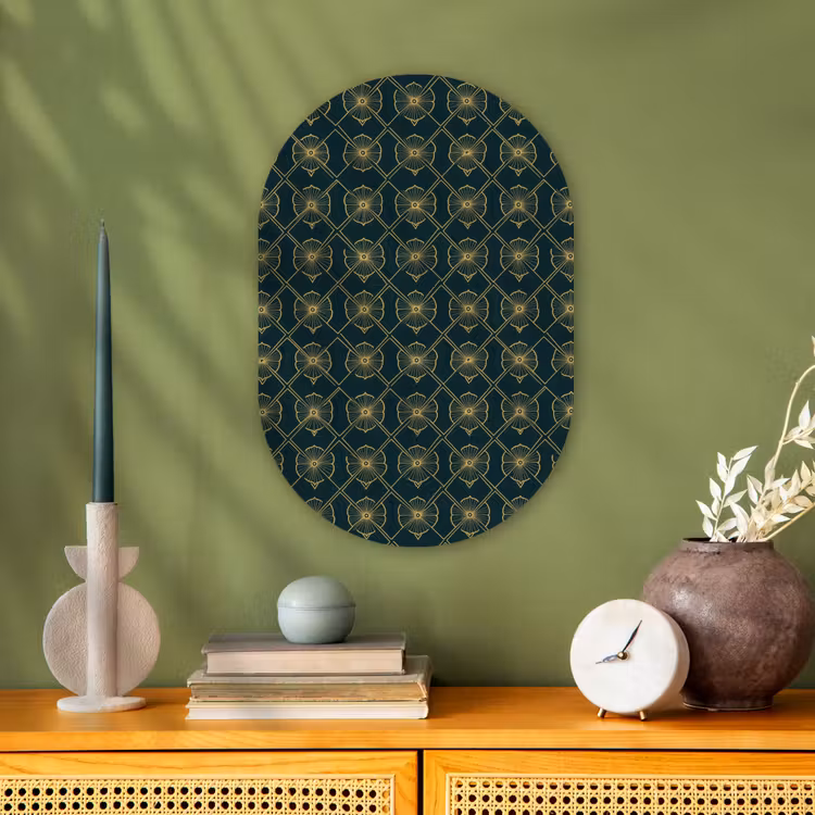 Geometrisch - Elegant - Groen Wandcirkel Ovaal Forex klein 630 -sfeer2