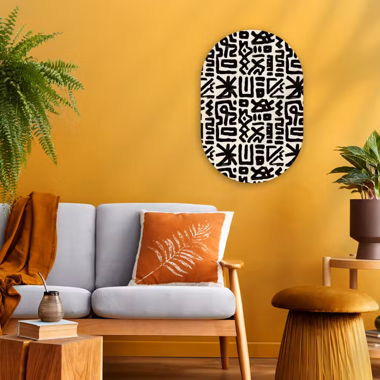 Geometrisch - Figuren - Zwart Wandcirkel Ovaal Forex klein 630 -sfeer4