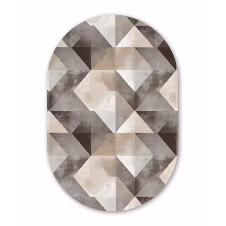 Geometrisch - Motief - Aardetinten Wandcirkel Ovaal Forex klein 630 -3d