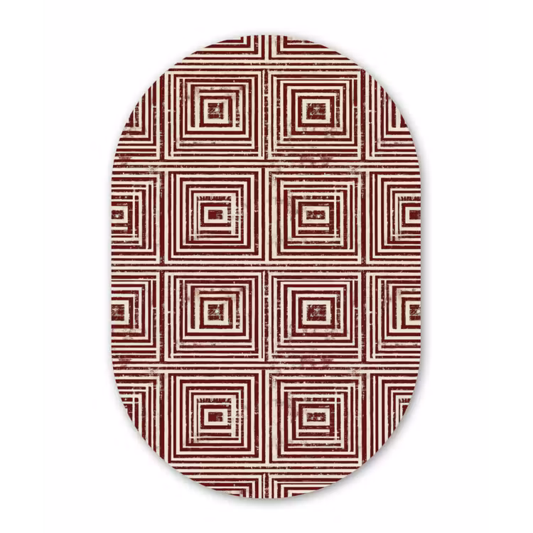 Geometrisch - Patroon - Rood Wandcirkel Ovaal Forex klein 630 -3d
