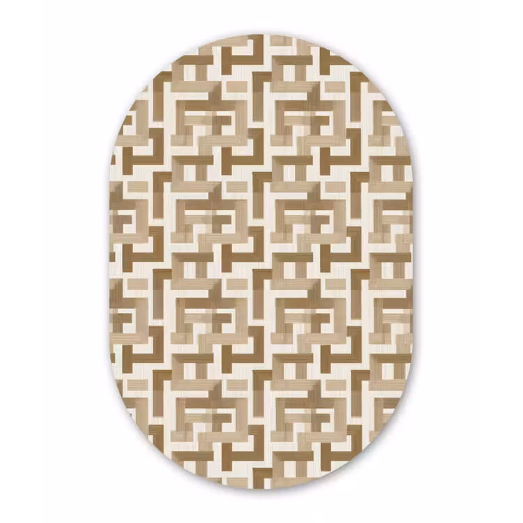 Geometrisch - Retro - Bruin Wandcirkel Ovaal Forex klein 630 -3d